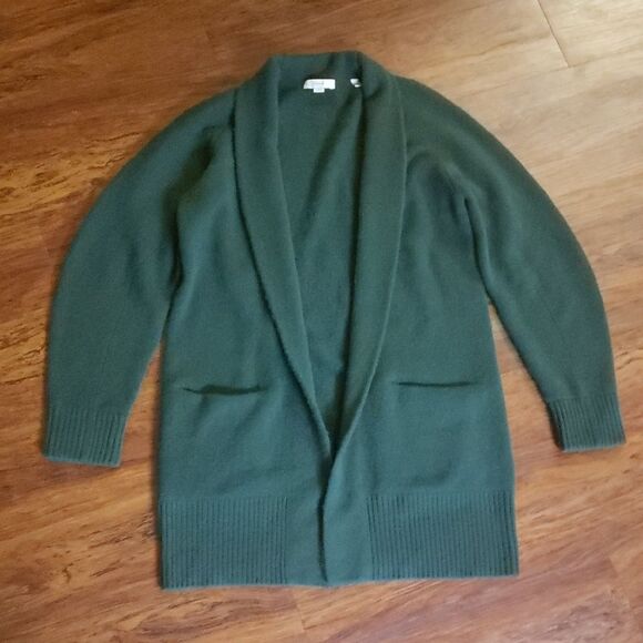 Vince Sweaters - Vince Green Chic Feminine Workcore Chunky Knit 100% Cashmere Cardigan Size Small